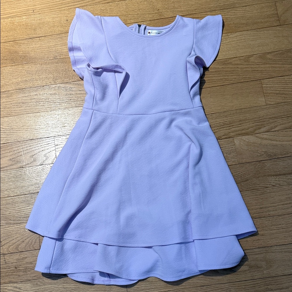 Chic Lilac Kids Dress with Flutter Sleeves